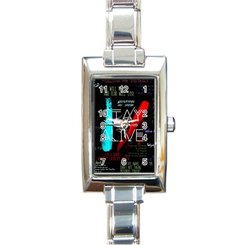 Twenty One Pilots Stay Alive Song Lyrics Quotes Rectangle Italian Charm Watch from ArtsNow.com Front
