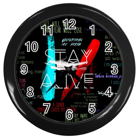 Twenty One Pilots Stay Alive Song Lyrics Quotes Wall Clock (Black) from ArtsNow.com Front
