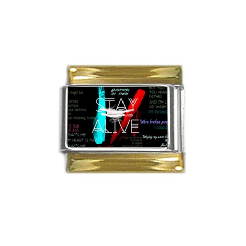 Twenty One Pilots Stay Alive Song Lyrics Quotes Gold Trim Italian Charm (9mm) from ArtsNow.com Front