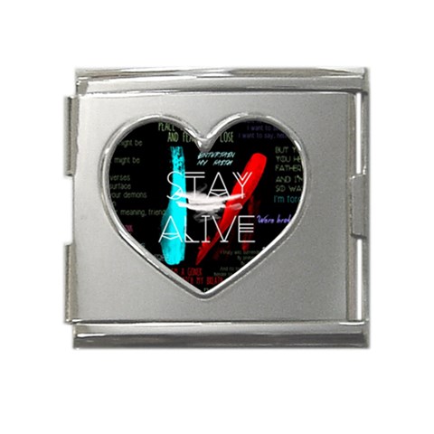 Twenty One Pilots Stay Alive Song Lyrics Quotes Mega Link Heart Italian Charm (18mm) from ArtsNow.com Front