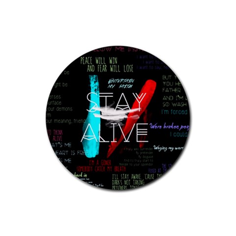 Twenty One Pilots Stay Alive Song Lyrics Quotes Rubber Coaster (Round) from ArtsNow.com Front