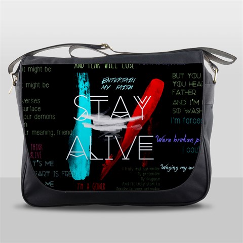 Twenty One Pilots Stay Alive Song Lyrics Quotes Messenger Bag from ArtsNow.com Front