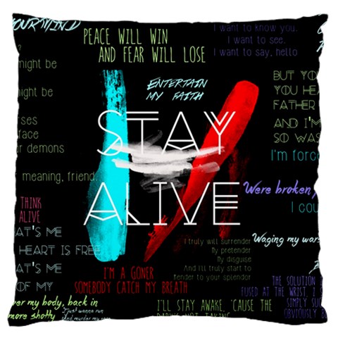 Twenty One Pilots Stay Alive Song Lyrics Quotes Large Cushion Case (Two Sides) from ArtsNow.com Front