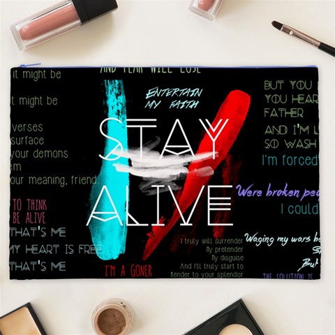 Twenty One Pilots Stay Alive Song Lyrics Quotes Cosmetic Bag (XXL) from ArtsNow.com Front