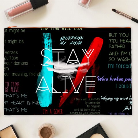 Twenty One Pilots Stay Alive Song Lyrics Quotes Cosmetic Bag (XXL) from ArtsNow.com Front