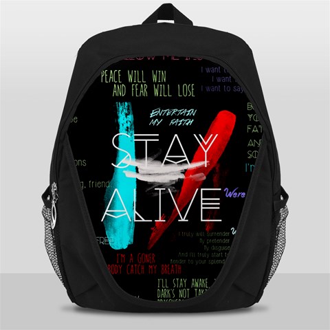 Twenty One Pilots Stay Alive Song Lyrics Quotes Backpack Bag from ArtsNow.com Front