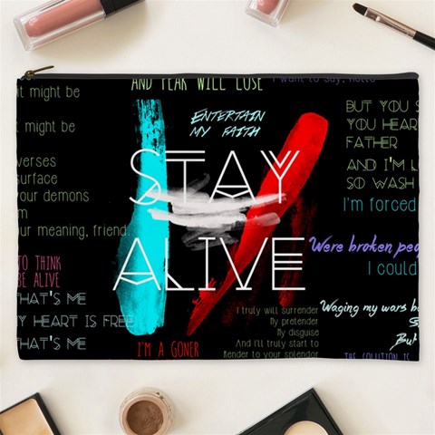 Twenty One Pilots Stay Alive Song Lyrics Quotes Cosmetic Bag (XXXL) from ArtsNow.com Front