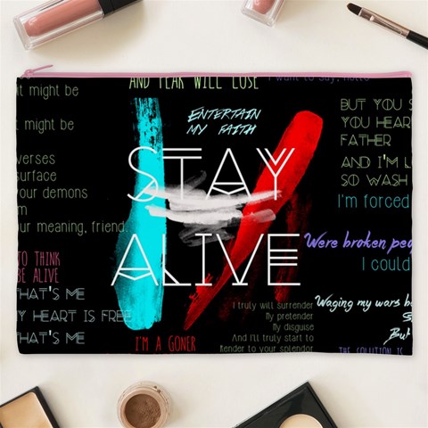 Twenty One Pilots Stay Alive Song Lyrics Quotes Cosmetic Bag (XXXL) from ArtsNow.com Front