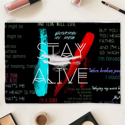 Twenty One Pilots Stay Alive Song Lyrics Quotes Cosmetic Bag (XXXL) from ArtsNow.com Front