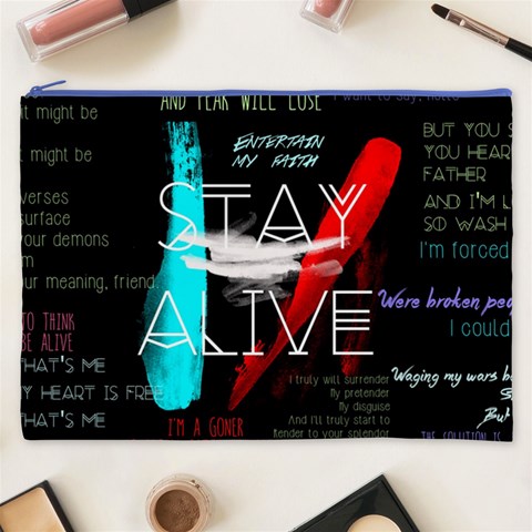 Twenty One Pilots Stay Alive Song Lyrics Quotes Cosmetic Bag (XXXL) from ArtsNow.com Front