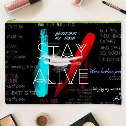 Twenty One Pilots Stay Alive Song Lyrics Quotes Cosmetic Bag (XXXL) from ArtsNow.com Front