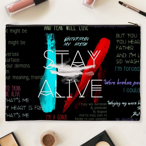 Twenty One Pilots Stay Alive Song Lyrics Quotes Cosmetic Bag (XXXL) from ArtsNow.com Back