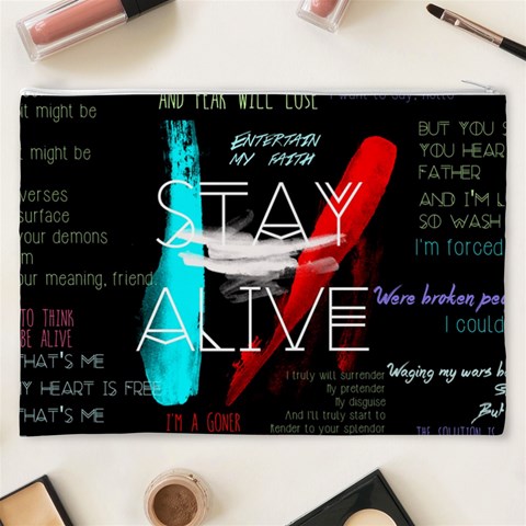Twenty One Pilots Stay Alive Song Lyrics Quotes Cosmetic Bag (XXXL) from ArtsNow.com Back