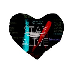 Twenty One Pilots Stay Alive Song Lyrics Quotes Standard 16  Premium Heart Shape Cushion  from ArtsNow.com Front
