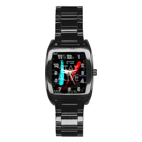 Twenty One Pilots Stay Alive Song Lyrics Quotes Stainless Steel Barrel Watch from ArtsNow.com Front