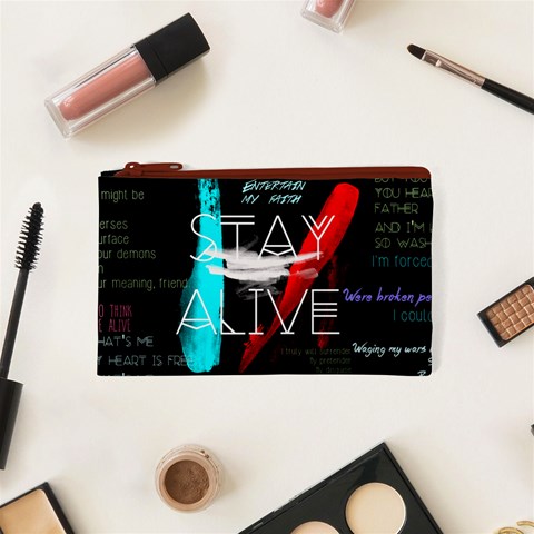 Twenty One Pilots Stay Alive Song Lyrics Quotes Cosmetic Bag (XS) from ArtsNow.com Front