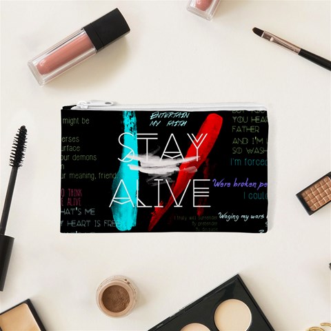 Twenty One Pilots Stay Alive Song Lyrics Quotes Cosmetic Bag (XS) from ArtsNow.com Front