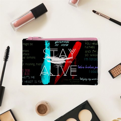 Twenty One Pilots Stay Alive Song Lyrics Quotes Cosmetic Bag (XS) from ArtsNow.com Front