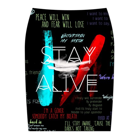 Twenty One Pilots Stay Alive Song Lyrics Quotes Midi Wrap Pencil Skirt from ArtsNow.com Back