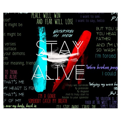 Twenty One Pilots Stay Alive Song Lyrics Quotes Medium Zipper Tote Bag from ArtsNow.com Front