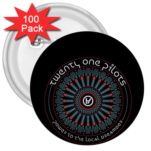 Twenty One Pilots  3  Button (100 pack) from ArtsNow.com Front