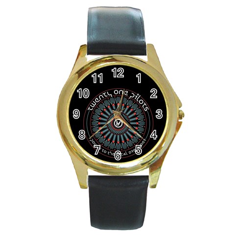 Twenty One Pilots  Round Gold Metal Watch from ArtsNow.com Front
