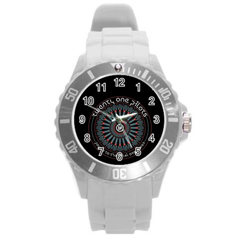 Twenty One Pilots  Round Plastic Sport Watch (L) from ArtsNow.com Front