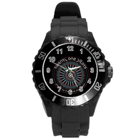 Twenty One Pilots  Round Plastic Sport Watch (L) from ArtsNow.com Front