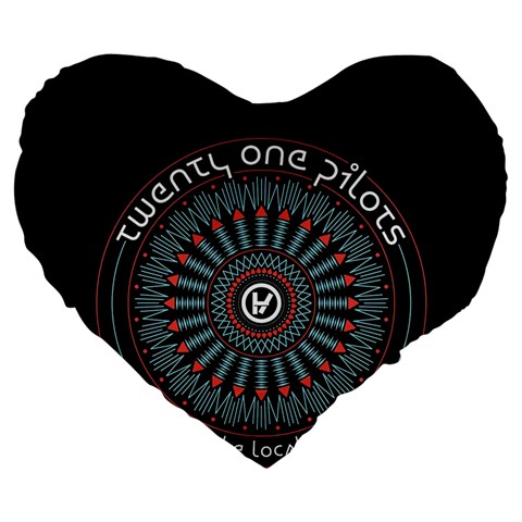 Twenty One Pilots  Large 19  Premium Heart Shape Cushion from ArtsNow.com Front