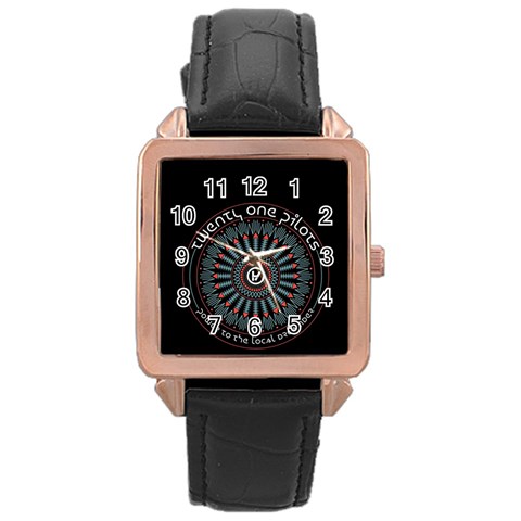Twenty One Pilots  Rose Gold Leather Watch  from ArtsNow.com Front