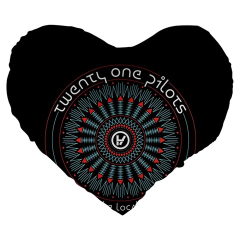 Twenty One Pilots  Large 19  Premium Flano Heart Shape Cushion from ArtsNow.com Front