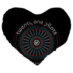 Twenty One Pilots  Large 19  Premium Flano Heart Shape Cushion from ArtsNow.com Front