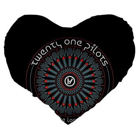 Twenty One Pilots  Large 19  Premium Flano Heart Shape Cushion from ArtsNow.com Back