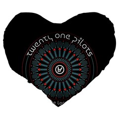 Twenty One Pilots  Large 19  Premium Flano Heart Shape Cushion from ArtsNow.com Back