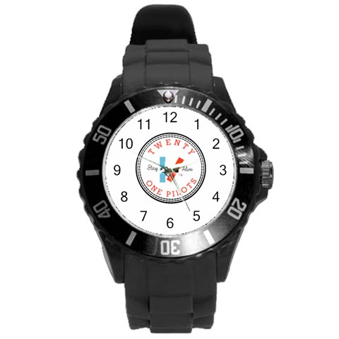 Twenty One Pilots  Round Plastic Sport Watch (L) from ArtsNow.com Front