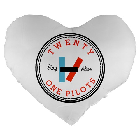Twenty One Pilots  Large 19  Premium Flano Heart Shape Cushion from ArtsNow.com Front