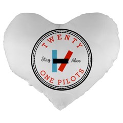 Twenty One Pilots  Large 19  Premium Flano Heart Shape Cushion from ArtsNow.com Back