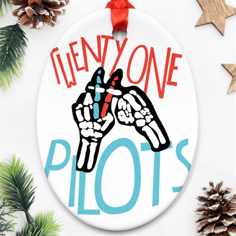 Twenty One Pilots Ornament (Oval) from ArtsNow.com Front