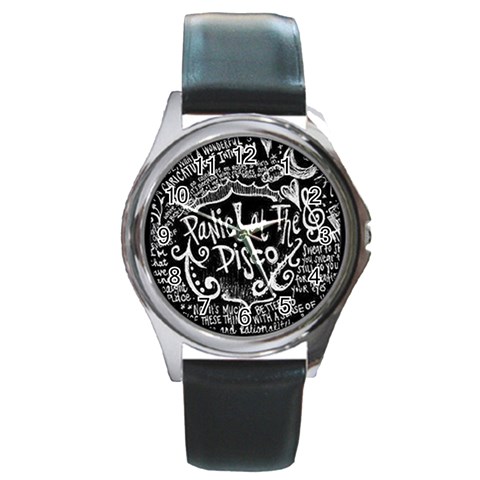 Panic ! At The Disco Lyric Quotes Round Metal Watch from ArtsNow.com Front
