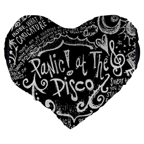 Panic ! At The Disco Lyric Quotes Large 19  Premium Flano Heart Shape Cushion from ArtsNow.com Back