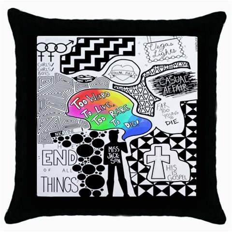 Panic ! At The Disco Throw Pillow Case (Black) from ArtsNow.com Front