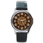 3d Flower Fractal Art Pattern Round Metal Watch