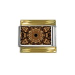 3d Flower Fractal Art Pattern Gold Trim Italian Charm (9mm)
