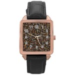 A Complex Maze Generated Pattern Rose Gold Leather Watch 