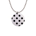 Polka Dots - Black on Pastel Pink 1  Button Necklace
