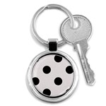 Polka Dots - Black on Pastel Pink Key Chain (Round)