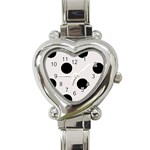 Polka Dots - Black on Pastel Pink Heart Italian Charm Watch