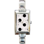Polka Dots - Black on Pastel Pink Rectangle Italian Charm Watch