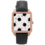 Polka Dots - Black on Pastel Pink Rose Gold Leather Watch