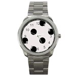 Polka Dots - Black on Pastel Pink Sport Metal Watch